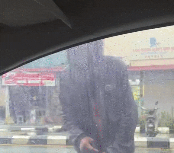 의문의 남성이 여성 홀로 탄 차 문을 열려고 시도하는 모습. /사진=소셜미디어