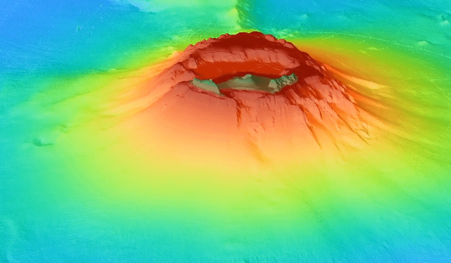 폭발 이전의 훙가 통가-훙가 하파이 (Hunga Tonga-Hunga Ha'apai) 화산. / 영상제공=극지연구소