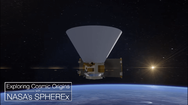 미국항공우주국(NASA) 제트추진연구소(JPL) 등이 공개한 SPHEREx(스피어엑스) 우주망원경 임무 상상도. / 영상=미국항공우주국(NASA)