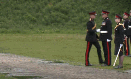 영국 왕립 해군(RN) 장교가 영국 국왕 대관식 행사 도중 쓰러진 모습. /영상=유튜브 채널 'GB NEWS'