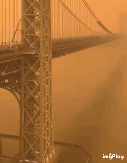 한 트위터 이용자는 7일(현지시간) 캐나다 산불로 인해 연기로 뒤덮인 뉴욕 모습이라며 영상을 올렸다./영상=트위터