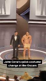 제96회 미국 아카데미 시상식에서 나체로 등장한 존 시나가 의상을 갈아입는 모습. /사진=인스타그램 갈무리
