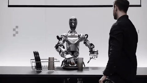인공지능(AI) 로봇 '피규어01'이 실험자에게 사과를 건네는 모습 /영상=피규어AI 유튜브 계정