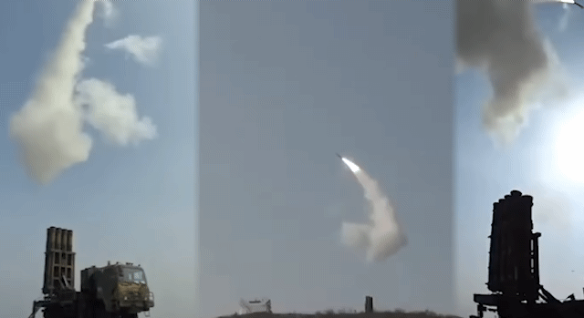 K-방산의 위력을 보여주는 대표적인 영상. 국산 탄도탄 요격미사일 체계인 '천궁-Ⅱ'(M-SAM2)가 실제 발사돼 가상의 적 비행체를 요격하고 있다. / 영상=국방기술품질원