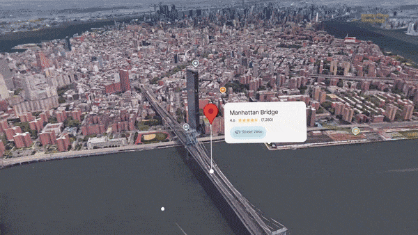 갤럭시XR을 활용해 뉴욕의 식당을 찾아가는 모습. /사진=삼성전자