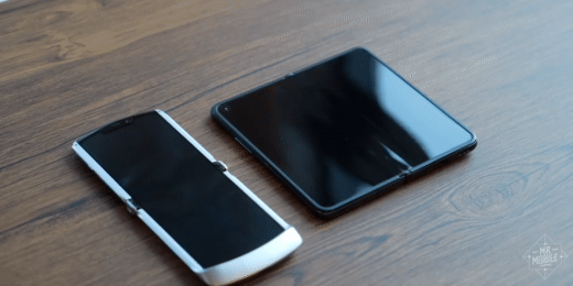 IT유튜버 미스터모바일이 공개한 영상. 왼쪽부터 모토로라 폴더블 레이저, 오포 파인드 엔. 