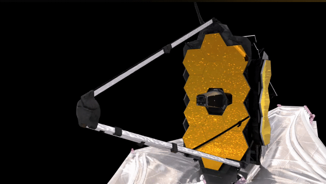제임스 웹 우주망원경(JWST)이 주반사경을 전개하는 모습. / 사진=미국항공우주국(NASA)