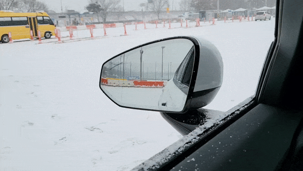 폴스타2 롱레인지 싱글모터 트림 사이드미러. 유리만 움직이는 기존 차들과 달리 사이드미러 전체가 움직인다./사진=이강준 기자