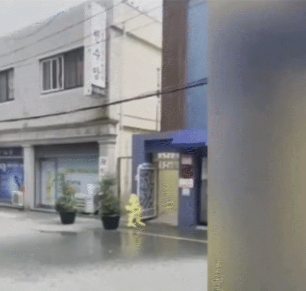 지난 7일 부산 금정구 부곡동의 한 골목길에서 양팔 너비 정도의 작은 면적에 소나기가 내렸다/사진=인스타그램 