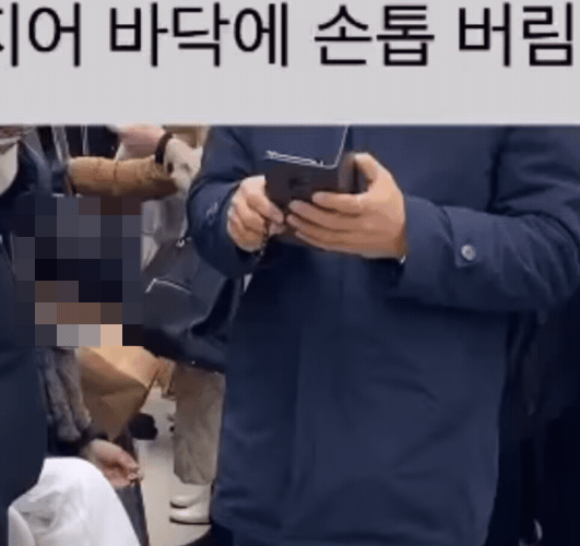 지하철에서 손톱을 깎고는 바닥에 버리는 여성의 모습 /영상=보배드림 인스타그램