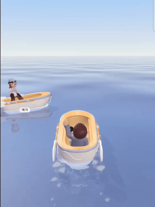 취재진이 본디 앱에서 체험한 '플로팅'. 망망대해를 떠돌다보면 다른 이용자가 등장하거나 새로운 풍경이 펼쳐진다./사진=본디 앱 화면 갈무리