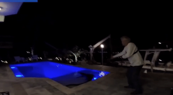 미국 플로리다 한 가정집 수영장에 침입한 악어를 제압하는 모습. /영상= 인스타그램 갈무리 