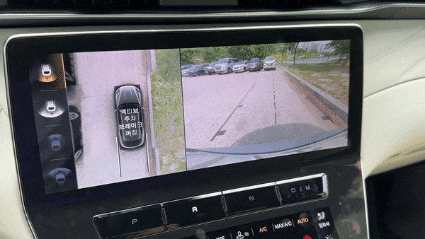 마세라티 그레칼레 모데나 후면 카메라 영상. 반응속도가 0.5초씩 느렸다/사진=이강준 기자