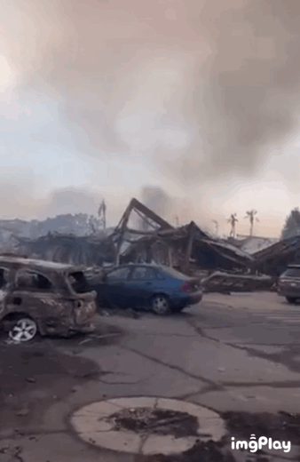 산불로 전소된 하와이 마우이섬의 한 마을/사진=X