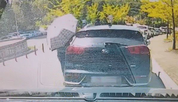 지난 18일 경찰청 공식 유튜브 채널에 올라온 영상. 우산으로 얼굴을 가린 남성이 남의 차량에서 낚싯대 가방을 훔치다가 검거됐다. /영상=경찰청 유튜브