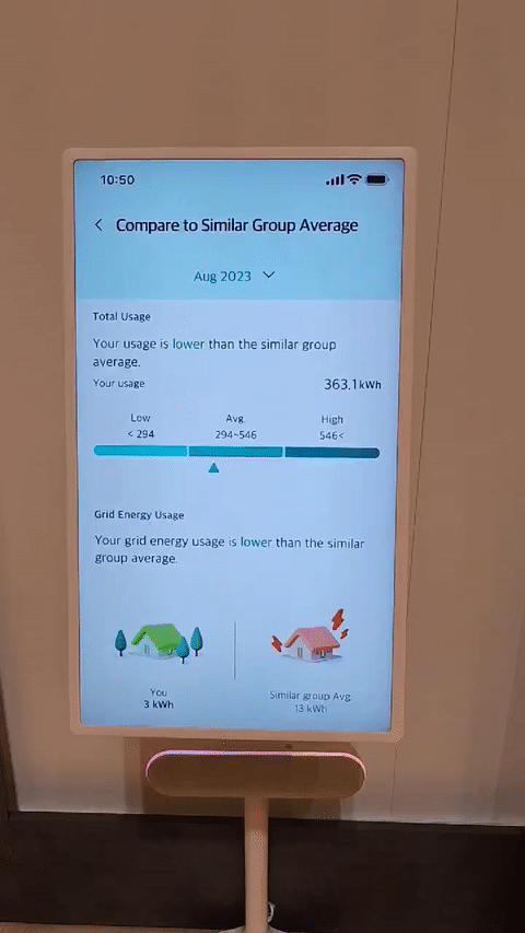 LG 씽큐를 활용해 집 안 가전제품의 에너지 사용량을 점검하는 모습. / 영상 = 오진영 기자