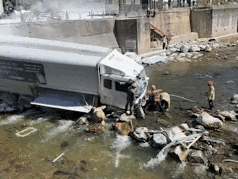 정선 사북읍 트럭 사고 현장 /영상=뉴시스