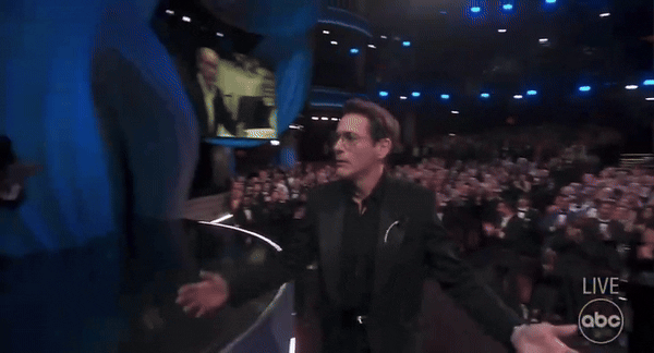 제96회 아카데미 시상식에서 영화 '오펜하이머'로 남우조연상을 받은 배우 로버트 다우니 주니어 /영상= abc 생방송 중계 화면