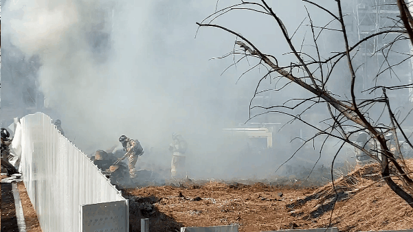 지난 22일 오후 3시3분쯤 서울 강남구 개포초등학교 옆 근린공원에서 초등학생들이 마시멜로를 구워 먹으려다 화재가 발생했다. 소방당국이 화재를 진압하는 모습. /영상제공=강남소방서