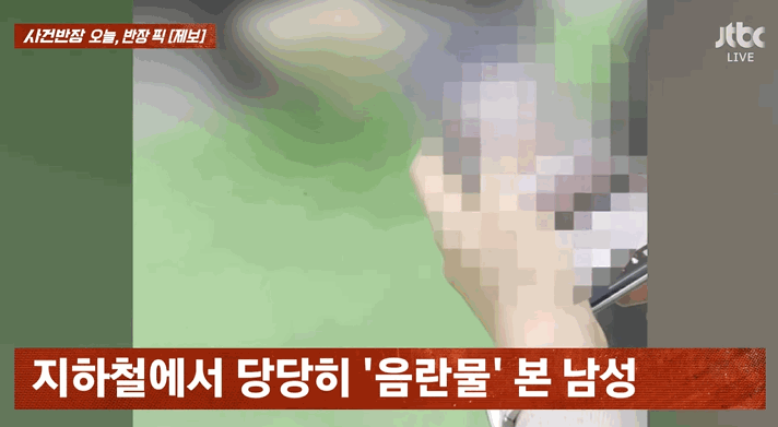 공공장소인 지하철 안에서 한 남성 승객이 휴대전화로 음란물을 시청하는 모습이 공개됐다./영상=JTBC '사건반장'