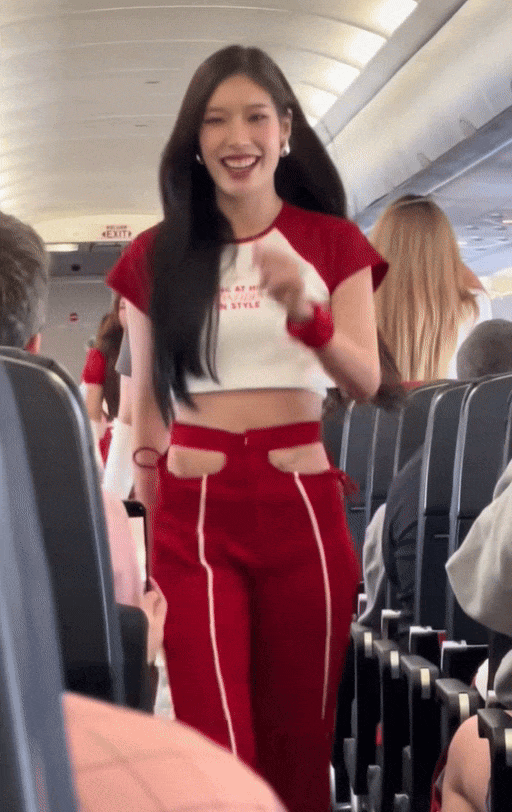 에어아시아 승무원이 비행 중 선보인 댄스공연 영상 화면캡쳐./사진=온라인 SNS 틱톡 화면캡쳐.