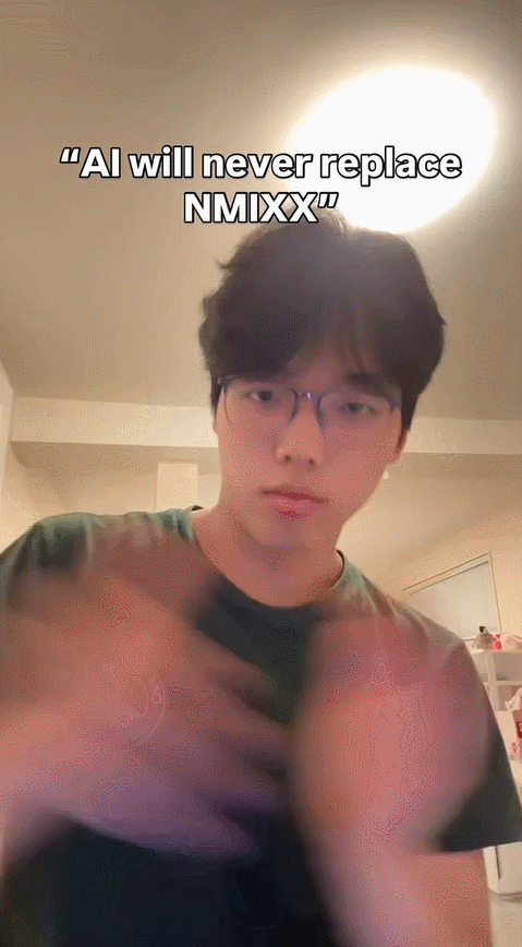 한 콘텐츠 크리에이터가 자기 얼굴에 엔믹스 멤버들을 합성한 모습. /영상=인스타그램 갈무리