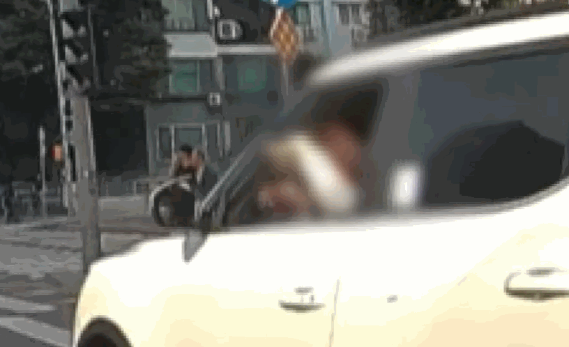 한 여성이 운전 중 도로에서 창 밖으로 머리를 내밀고 머리카락을 자르는 모습이 포착돼 논란이 일었다. /사진=사건반장 캡처