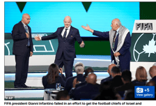 인판티노의 ‘악수 중재’는 실패했다…FIFA 총회서 이스라엘-팔레스타인 대표 충돌