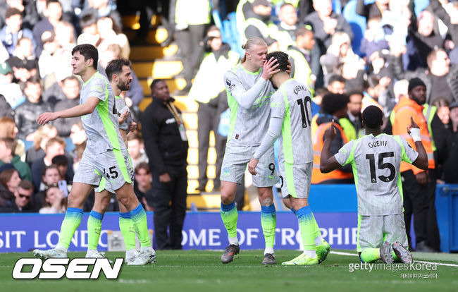 '오라일리-게히-도쿠 연속골' 맨시티, 첼시 원정서 3-0 완승...1위 아스날 6점 차 압박