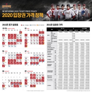 SK, 2020시즌 홈경기 티켓 요금 확정…주요 좌석 동결