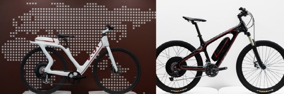 기아차가 제네바모터쇼에 출시한 전기자전거 'KEB'의 두 버전. 도심형(좌)과 산악형./이미지=KIA UK