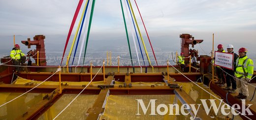 [MW사진] 제2롯데월드 상량식, 123층 상량 완료