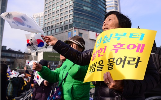 지난 3일 오후 서울 중구 동대문디자인플라자 앞에서 박사모 등 보수시민단체 회원들이 박근혜 대통령 퇴진 반대 집회를 하고 있다. /사진=뉴시스
