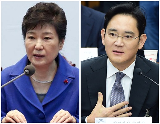 박근혜 대통령(왼쪽)과 이재용 삼성전자 부회장. /사진=청와대·사진공동취재단