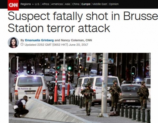 벨기에 브뤼셀 중앙역서 폭발 테러가 발생해 용의자가 사살됐다. /사진=미국 CNN 캡처