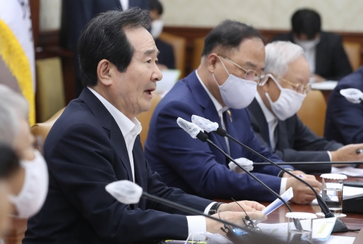 6월10일 정부서울청사에서 열린 제2차 확대무역전략조정회의에 참석한 정세균 국무총리. /사진=뉴시스 김명원 기자