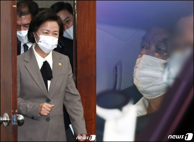 윤석열 검찰총장의 직무 복귀 여부를 판단할 재판부가 정해졌다. 사진은 추미애 법무부장관(왼쪽)과 윤석열 검찰총장(오른쪽). /사진=뉴스1