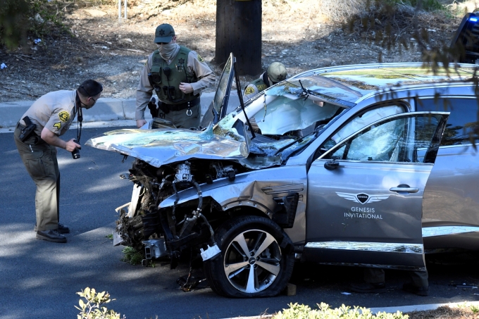 The GV80 accident car that saved Tiger Woods' life./Photo = Reuters