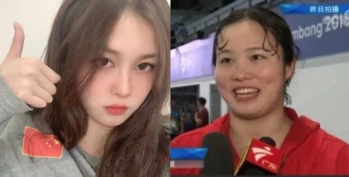 최근 중국에서 뛰어난 외모로 큰 인기를 끈 수구 선수 쉬옹 둔한의 무보정 사진이 공개되면서 누리꾼 사이에서 논란이 일고 있다. 사진은 쉬옹 모습. /사진=웨이보, CCTV 캡처
