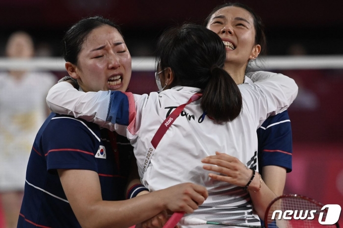 배드민턴 김소영-공희용 조는 2020 도쿄 올림픽 여자복식 4강에 진출했다. © AFP=뉴스1