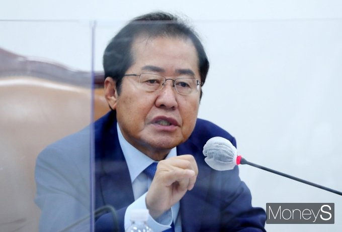 홍준표 의원이 여론조사업체인 한국갤럽에서 자신의 이름을 제명할 것을 요구했다.  사진은 지난 6월 홍 의원이 국민의힘 초선 의원 모임에서 강연하는 모습. /사진=임한별 기자