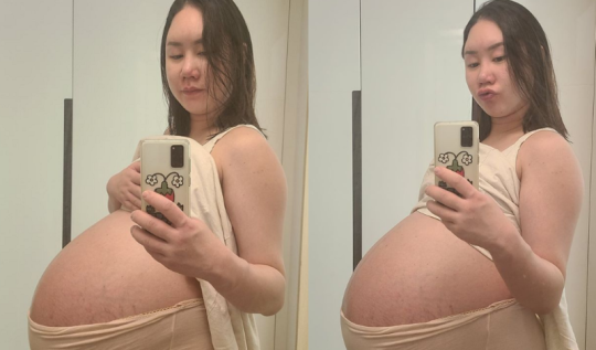 세 쌍둥이를 임신한 개그우먼 황신영은 지난 20일 인스타그램에 만삭의 상태를 셀프카메라로 찍은 사진을 공개했다. /사진=황신영 인스타그램