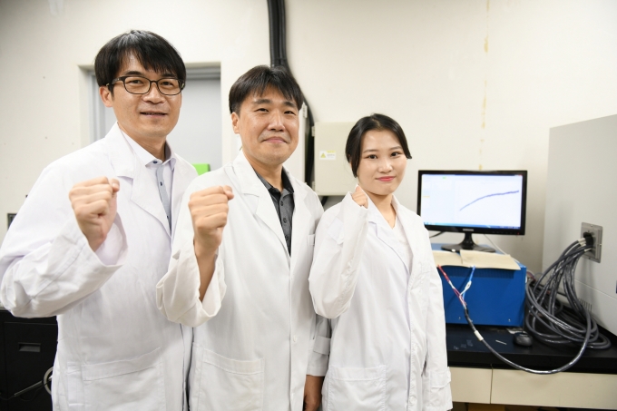 미래 사회에는 기기 자체가 전력원이 돼 전기를 스스로 생산할 수 있는 방식이 주목 받을 것으로 예상된다.사진은 한국전기연구원 자가충전 전원공급 소자 연구팀(왼쪽부터 정희진·박종환·양혜진 연구원)/사진제공=한국전기연구원