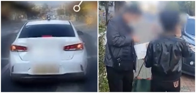 형사들이 수상한 느낌이 들어 택시를 쫓다 보이스피싱 현장을 잡은 영상이 경찰청 페이스북에 올라왔다. /사진=경찰청 페이스북 캡처