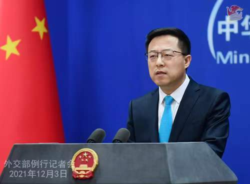 자오리젠 중국 외교부 대변인이 3일 정례브리핑을 하고 있다. © 뉴스1