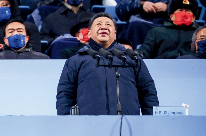 지난 2월4일 중국 베이징 국립경기장에서 열 2022년 베이징 동계올림픽 개막식에서 중국 시진핑 국가주석이 개회를 선언하고있다./사진=로이터