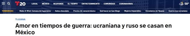 지난 17일(현지시각) 멕시코 매체 텔레문도에 따르면 혼인식을 올린 러시아 남성 세멘 보브로프스키는 "전쟁이 일어날 것이라고는 전혀 예상하지 못했다"고 밝혔다. /사진=텔레문도 공식 홈페이지 캡처