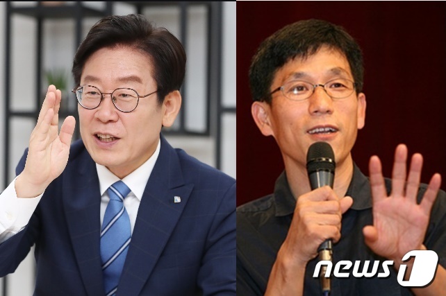 이재명 더불어민주당 총괄선대위원장과 진중권 작가. © 뉴스1