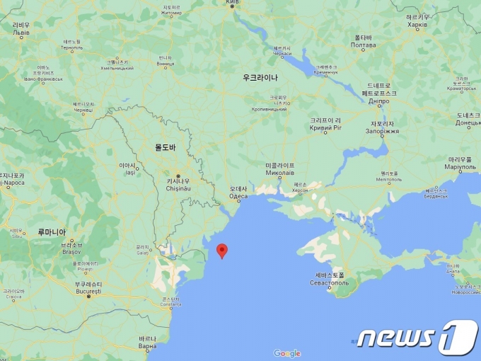 우크라이나 흑해 뱀섬 위치 (구글지도 화면 갈무리) 2022.05.13© 뉴스1