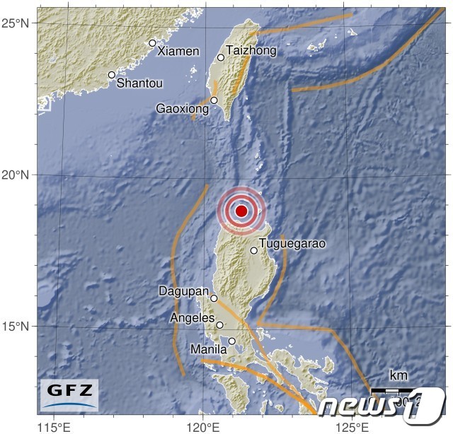 필리핀 루손섬 지진 관련 독일 지구과학연구소(GFZ) 발표. © 뉴스1